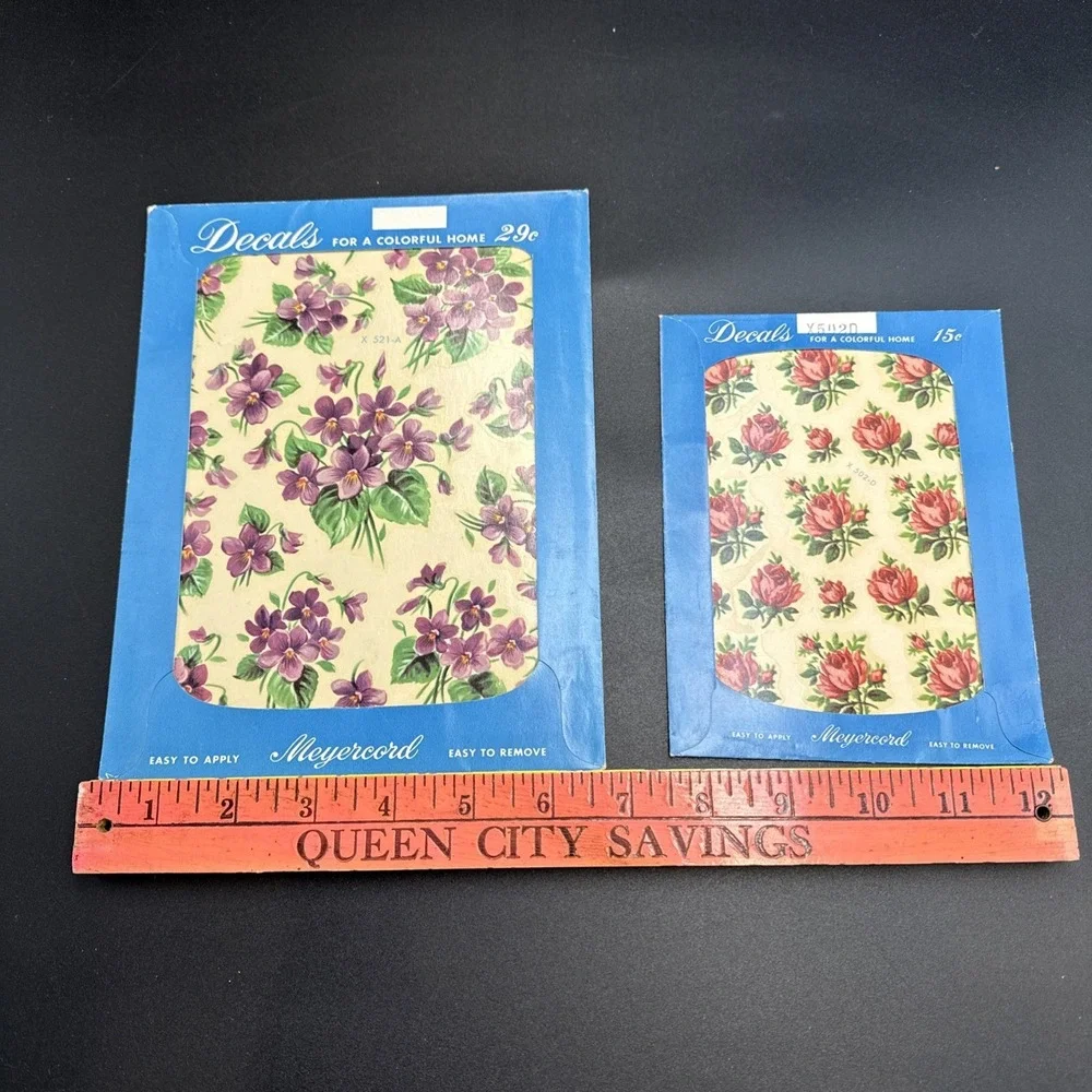 1950s Meyercord Decals Flowers Small And Extra Small (lot Of 2)